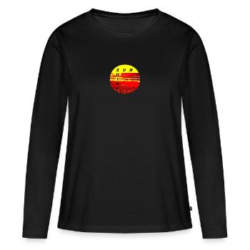 SunShine Feu Coucher de soleil Été Soleil Feu - T-shirt manches longues Premium bio Femme - noir - Devant - Julia (174cm)