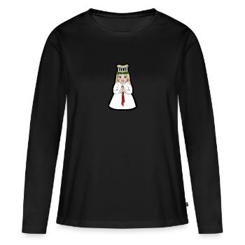 Lucian Greta - T-shirt manches longues Premium bio Femme - noir - Devant - Julia (174cm)