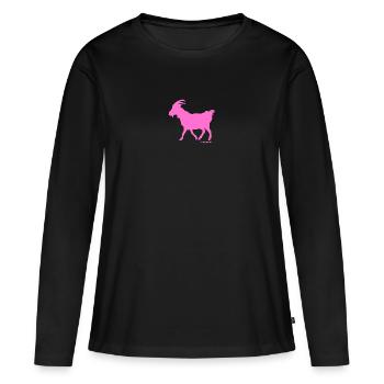 Bouc émissaire rose - T-shirt manches longues Premium bio Femme - noir - Devant - Julia (174cm)