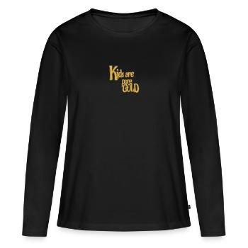 Les ENFANTS sont de l’OR pur - T-shirt manches longues Premium bio Femme - noir - Devant - Julia (174cm)