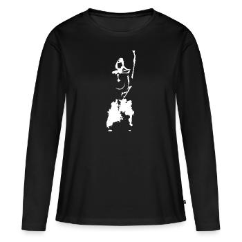 Kendo Figur TUSCHE - Frauen Premium Bio Langarmshirt - Schwarz - Vorne - Julia (174cm)