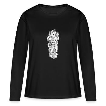 Three Monkeys - Women's Premium Organic Long Sleeve Shirt - black - Front - Julia (174cm)