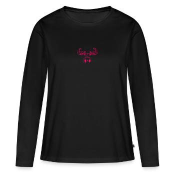 Musique de salle de sport Chemise Écouteurs d’entraînement Casque haltère - T-shirt manches longues Premium bio Femme - noir - Devant - Julia (174cm)