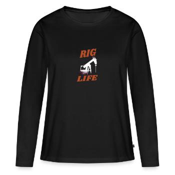 OILFIELD : Rig life - T-shirt manches longues Premium bio Femme - noir - Devant - Julia (174cm)