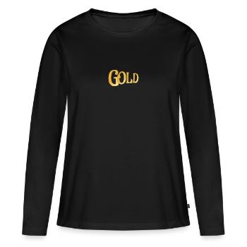 GOLD - Frauen Premium Bio Langarmshirt - Schwarz - Vorne - Julia (174cm)