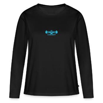 Legacy Graphic Weight Training – Minimalist Blue  - T-shirt manches longues Premium bio Femme - noir - Devant - Julia (174cm)