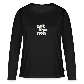 Mangez les riches - T-shirt manches longues Premium bio Femme - noir - Devant - Julia (174cm)