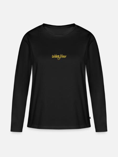 Golden Heart - Frauen Premium Bio Langarmshirt - Schwarz