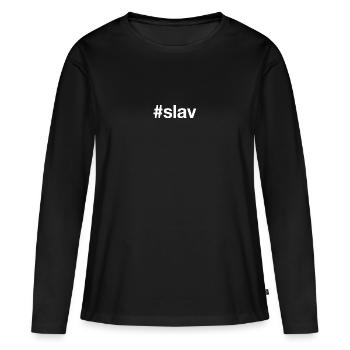 SLAV Hashtag - Frauen Premium Bio Langarmshirt - Schwarz - Vorne - Julia (174cm)