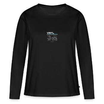 Collecteur de disques pour tourne-disques - T-shirt manches longues Premium bio Femme - noir - Devant - Julia (174cm)