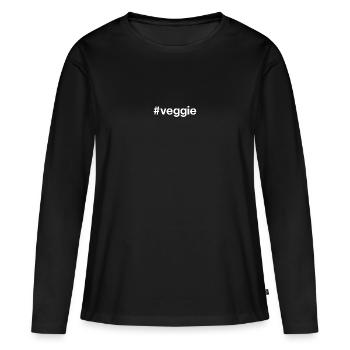 VEGGIE Végétarien Végétarien Hashtag - T-shirt manches longues Premium bio Femme - noir - Devant - Julia (174cm)