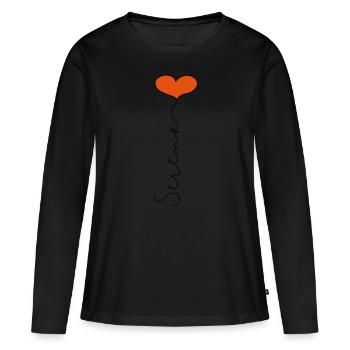 Serena avec coeur - T-shirt manches longues Premium bio Femme - noir - Devant - Julia (174cm)
