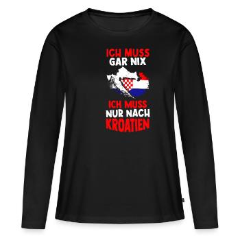 Kroatien Sommerferien Urlaub Sommerurlaub Sonne Ur - Frauen Premium Bio Langarmshirt - Schwarz - Vorne - Julia (174cm)