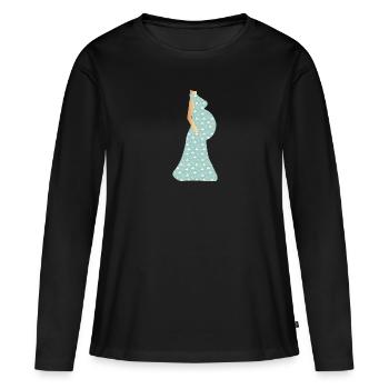 enceinte - T-shirt manches longues Premium bio Femme - noir - Devant - Julia (174cm)