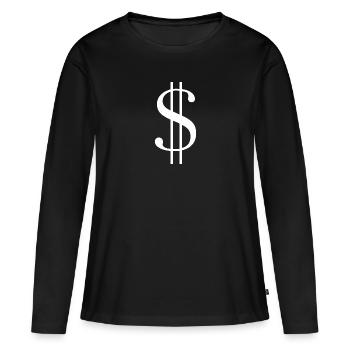 Dollar blanc - T-shirt manches longues Premium bio Femme - noir - Devant - Julia (174cm)