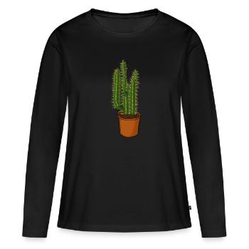 Cactus - Women's Premium Organic Long Sleeve Shirt - black - Front - Julia (174cm)