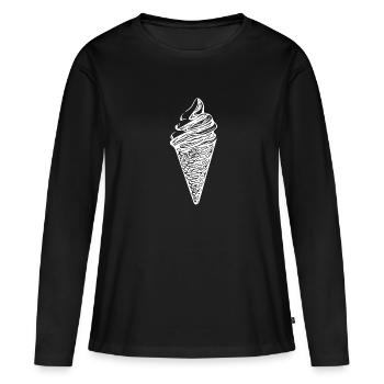 Cooles Softeis in Waffel - Frauen Premium Bio Langarmshirt - Schwarz - Vorne - Julia (174cm)