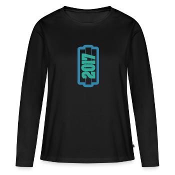 Jahr 2017 - Frauen Premium Bio Langarmshirt - Schwarz - Vorne - Julia (174cm)