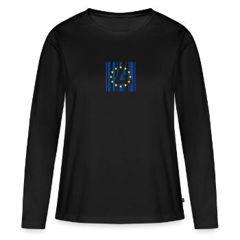 B4RCODE. UE - T-shirt manches longues Premium bio Femme - noir - Devant - Julia (174cm)