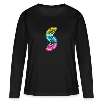 Tranches de citron colorées - T-shirt manches longues Premium bio Femme - noir - Devant - Julia (174cm)