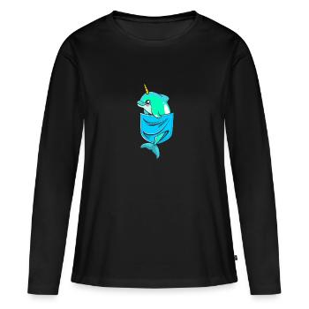 Narval - T-shirt manches longues Premium bio Femme - noir - Devant - Julia (174cm)