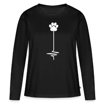 Dog Paw Print Heartbeat Women Girls Mom Love Dogs - Women's Premium Organic Long Sleeve Shirt - black - Front - Julia (174cm)