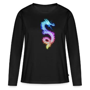 Dragon chinois - T-shirt manches longues Premium bio Femme - noir - Devant - Julia (174cm)