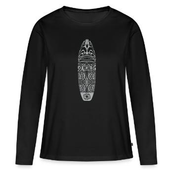 Maori - T-shirt manches longues Premium bio Femme - noir - Devant - Julia (174cm)