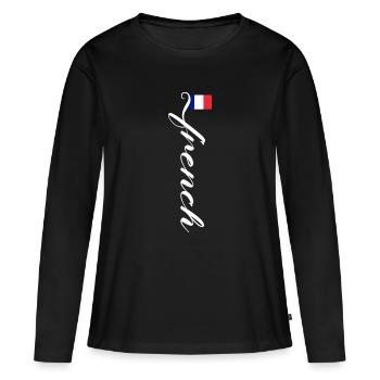 Frankreich - Frauen Premium Bio Langarmshirt - Schwarz - Vorne - Julia (174cm)