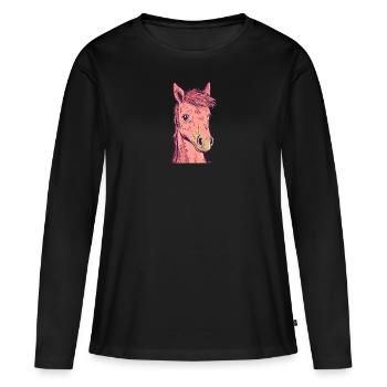 Horse Ross Pony Farm - T-shirt manches longues Premium bio Femme - noir - Devant - Julia (174cm)