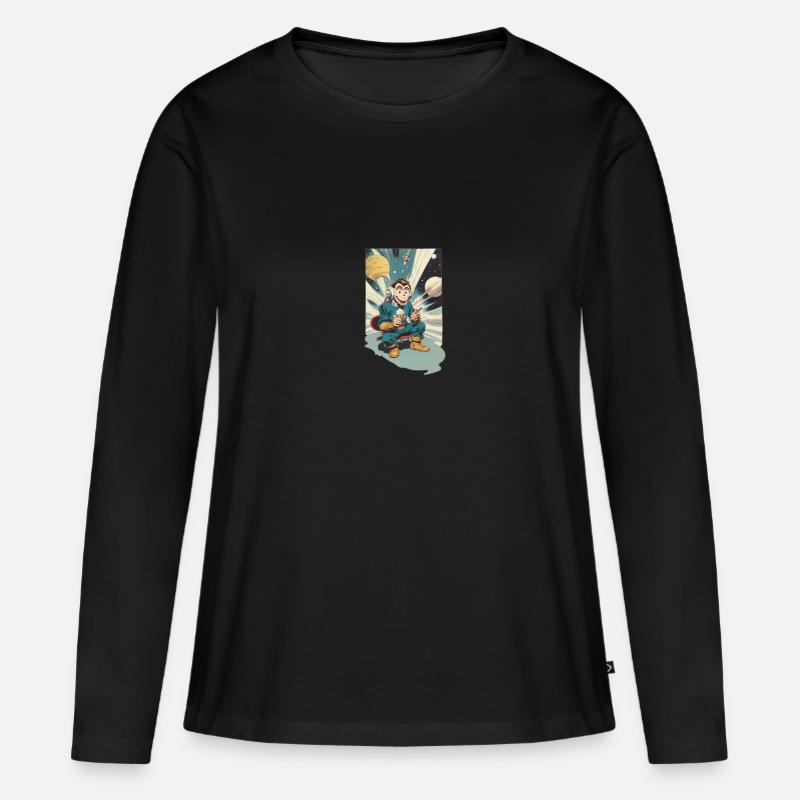 Galaktischer Eisaffe - Frauen Premium Bio Langarmshirt - Schwarz