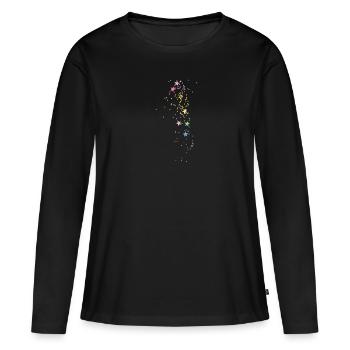 étoiles, dessin, illustration, rose, étoile, pastel - T-shirt manches longues Premium bio Femme - noir - Devant - Julia (174cm)