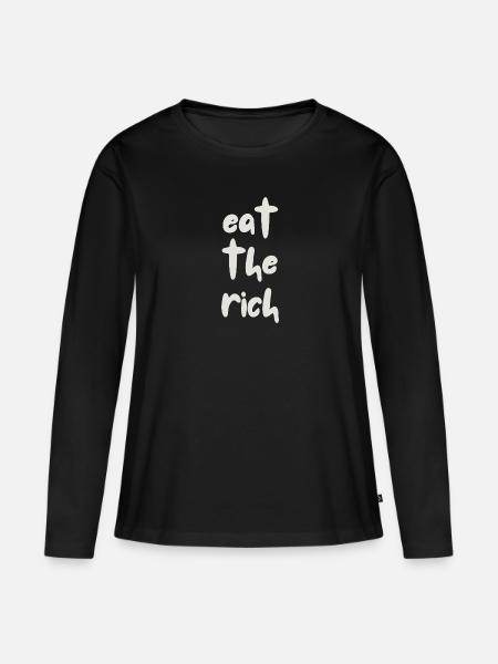 eat the rich - Frauen Premium Bio Langarmshirt - Schwarz