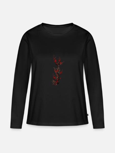 Japanese Tree - Frauen Premium Bio Langarmshirt - Schwarz