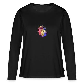 Guitare Johnny - T-shirt manches longues Premium bio Femme - noir - Devant - Julia (174cm)