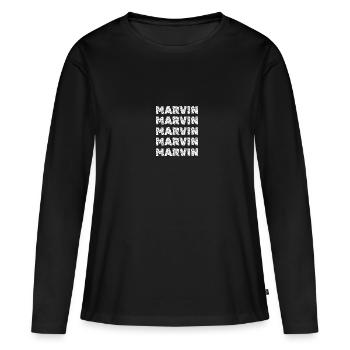 Marvin - Frauen Premium Bio Langarmshirt - Schwarz - Vorne - Julia (174cm)