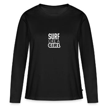 Surfez comme une fille - T-shirt manches longues Premium bio Femme - noir - Devant - Julia (174cm)