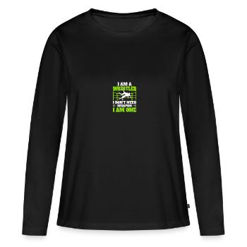 Lutteurs - T-shirt manches longues Premium bio Femme - noir - Devant - Julia (174cm)