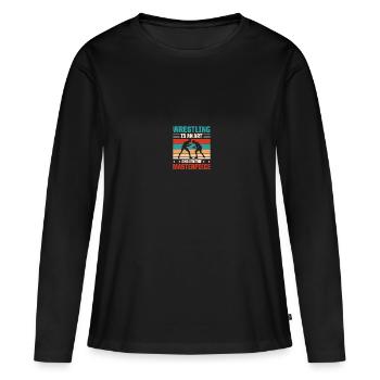 Lutteurs - T-shirt manches longues Premium bio Femme - noir - Devant - Julia (174cm)