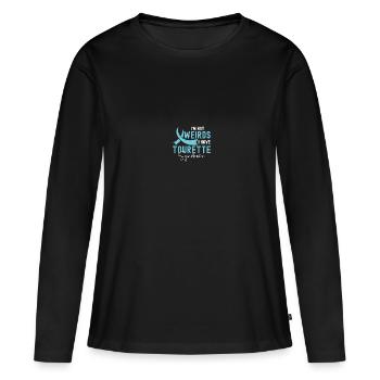 Sensibilisation au syndrome de Gilles de la Tourette - T-shirt manches longues Premium bio Femme - noir - Devant - Julia (174cm)