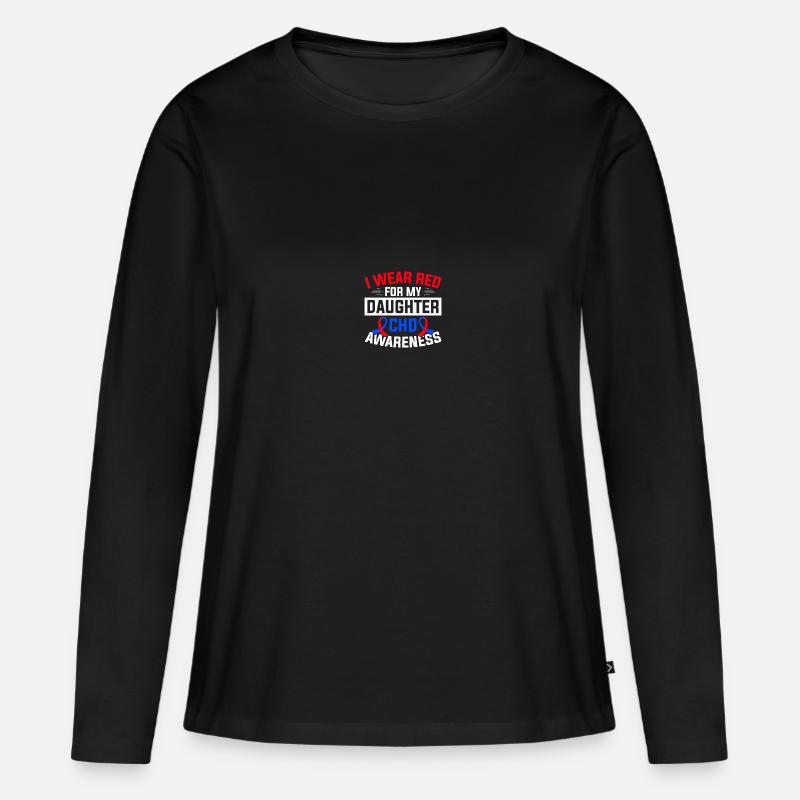 Angeborener Herzfehler CHD-Bewusstsein - Frauen Premium Bio Langarmshirt - Schwarz