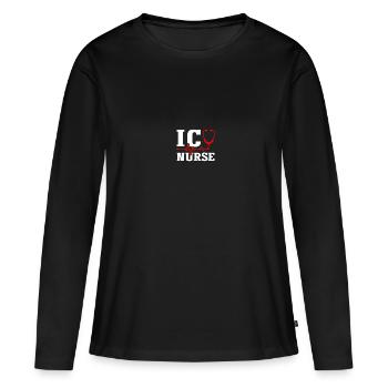 Soins intensifs infirmiers - T-shirt manches longues Premium bio Femme - noir - Devant - Julia (174cm)