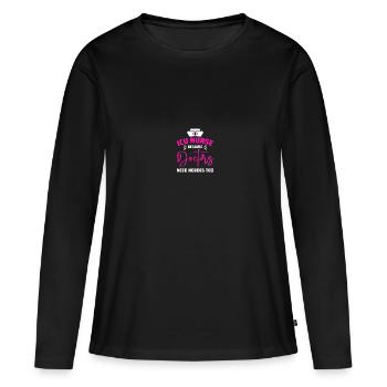Soins intensifs infirmiers - T-shirt manches longues Premium bio Femme - noir - Devant - Julia (174cm)