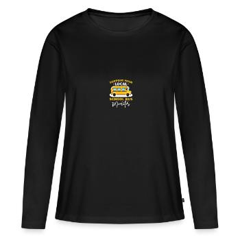 Schulbus-Monitor - Frauen Premium Bio Langarmshirt - Schwarz - Vorne - Julia (174cm)
