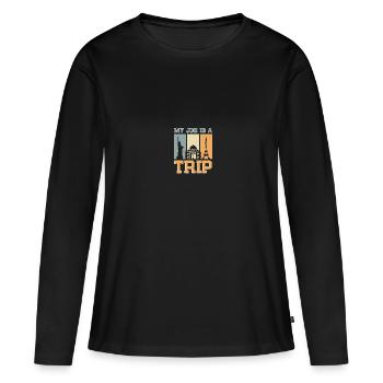 Planificateur de vacances Agence de voyages Agence de voyages - T-shirt manches longues Premium bio Femme - noir - Devant - Julia (174cm)