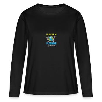 Planificateur de vacances Agence de voyages Agence de voyages - T-shirt manches longues Premium bio Femme - noir - Devant - Julia (174cm)