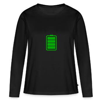 Pleine batterie - T-shirt manches longues Premium bio Femme - noir - Devant - Julia (174cm)