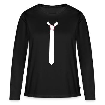 Cravate droite fine - T-shirt manches longues Premium bio Femme - noir - Devant - Julia (174cm)