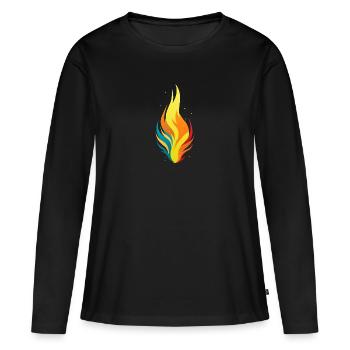 Flamme - T-shirt manches longues Premium bio Femme - noir - Devant - Julia (174cm)