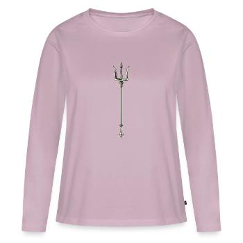 Dreizack Trident - T-shirt manches longues Premium bio Femme - rose poudré - Devant - Julia (174cm)